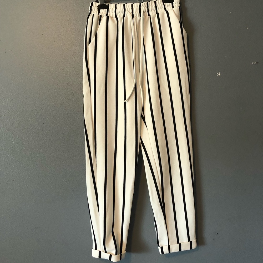 Striped straight leg pant